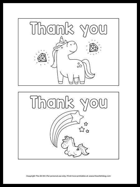 Jul 28, 2020 · if you print on white cardstock you can give the cards your own personal touch by coloring the design! FREE Printable Unicorn Thank You Cards to Color! - The Art Kit
