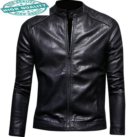 Leather Genuine Jacket Mwn Slim Spring Stand Collar Real Sheepskin Coat Casaul Coats Men