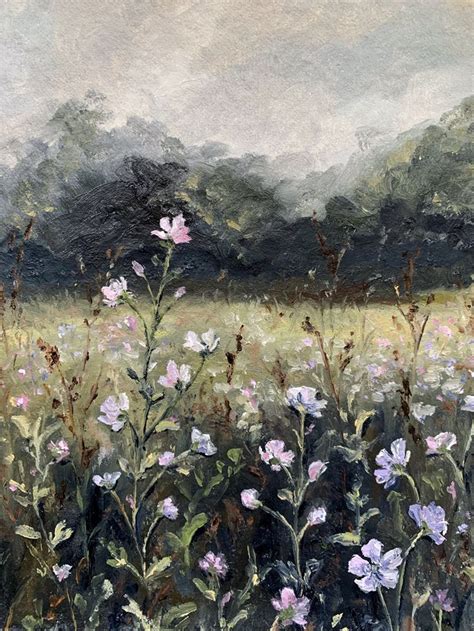 Delicate Oil Painting By Monique Fedor Painting Wildflower
