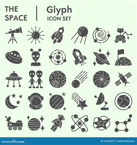 Space Solid Icon Set Universe Symbols Set Collection Or Vector