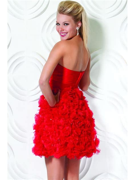 Red A Line Strapless Sweetheart Zipper Short Mini Cocktail Dresses With