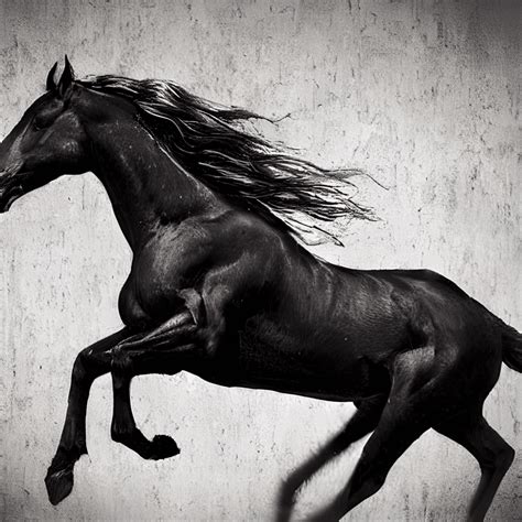 Hyper Realistic Medieval Line Art Of A Black Horse Jumping · Creative