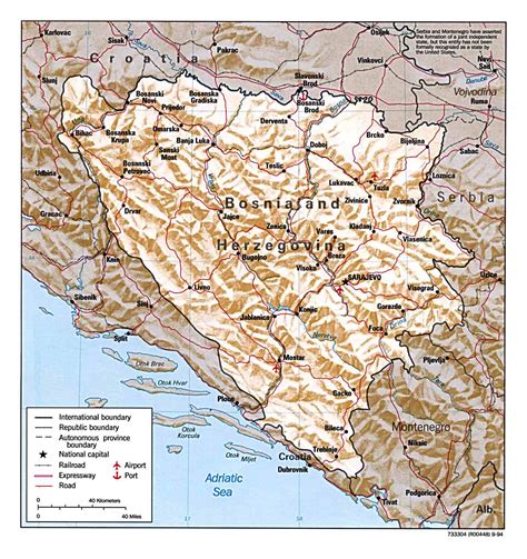 Administrative And Relief Map Of Bosnia And Herzegovina Bosnia And