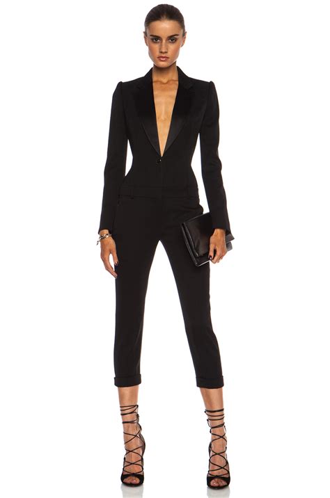 Alexander Mcqueen Cigarette Tuxedo Virgin Wool Jumpsuit In