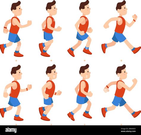 Flat Running Man Athletic Boy Run Animation Frames Sequence Runner