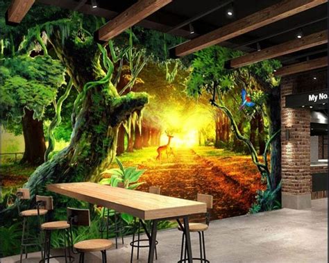 Beibehang Custom Wallpaper Sunny Forest Tree Living Room Forest Full