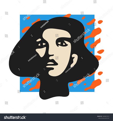 Female Face Popstyled Stencil Vector Illustration เวกเตอร์สต็อก ปลอด
