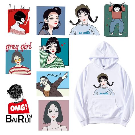 Fashion Girl Patch On Clothing Cool Lady Thermal Sticker Women Heat