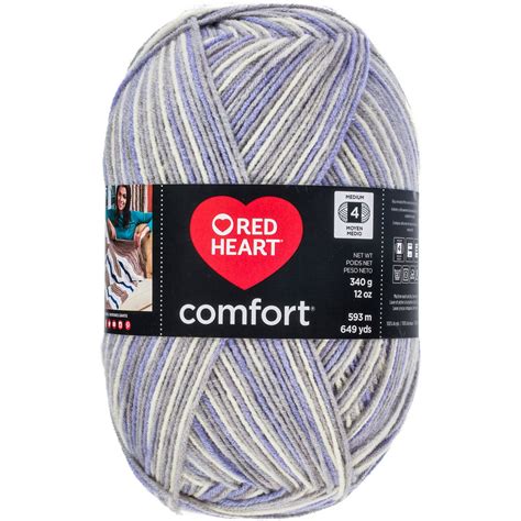 Red Heart Comfort Yarn Grey And Lavender Print
