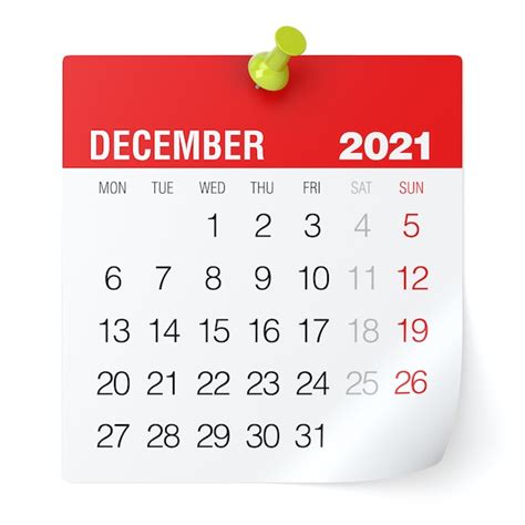Premium Photo December 2021 Calendar Isolated On White Background