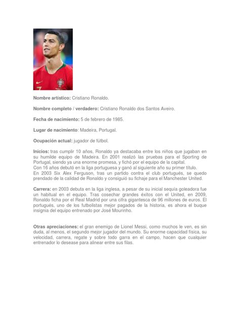 Cristiano Ronaldo Biografia Breve Pdf