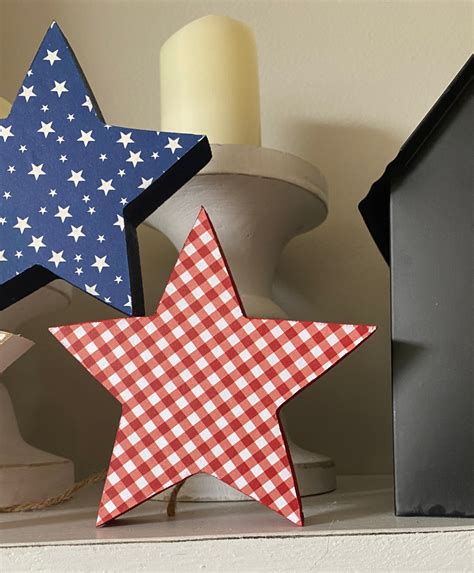 Set Of 3 Wood Stars Patriotic Decor Summer Decor Americana Etsy