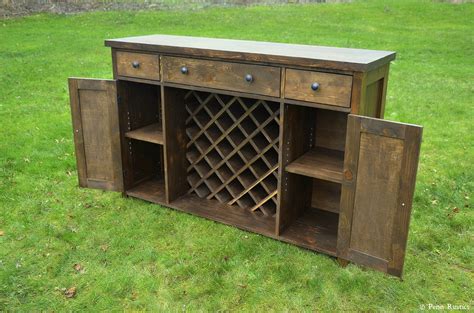 Solid Wood Rustic Dining Room Wine Buffet Sideboard China Credenza Wood Cabinet With Storage
