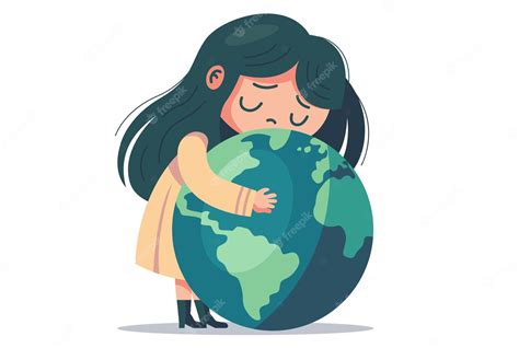 Niña Abraza El Cuidado Del Planeta Para El Planeta Tierra Salvar La