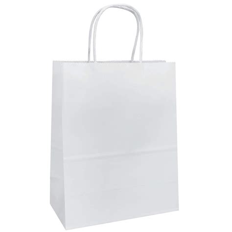 8x475x10 100 Pcs White Kraft Paper Bags Shopping Merchandise