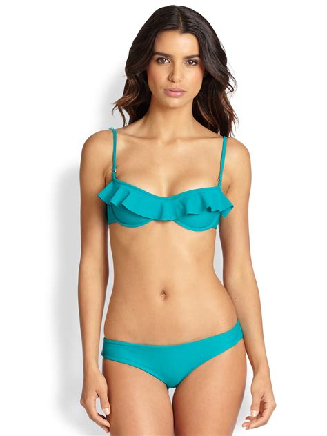 Lyst Tori Praver Swimwear Cabazon Ruffle Bikini Bottom In Blue