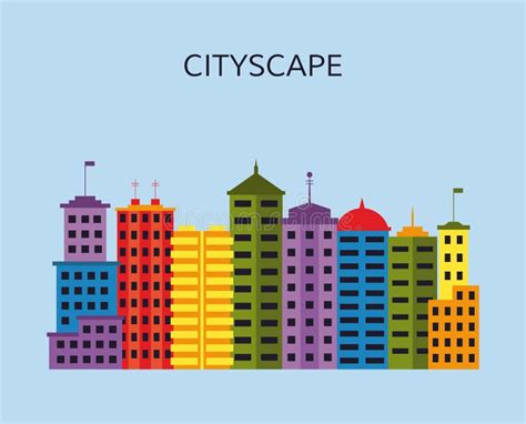 Flat Cityscape With Skyscrapers Stock Vector Illustration Of