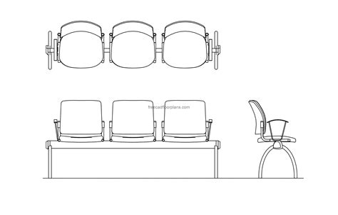 Office Waiting Area Seating Chairs Top View Cad Block Design Dwg File