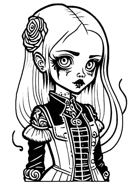 Goth Girl Coloring Page · Creative Fabrica