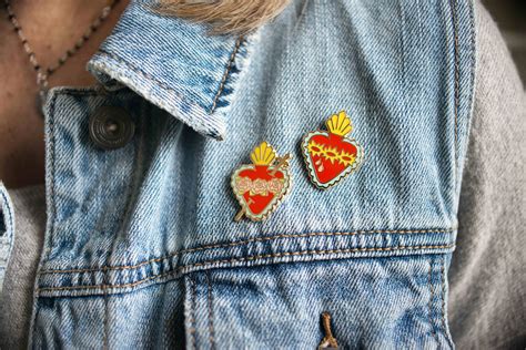 Sacred Heart And Immaculate Heart Pin Set Sacred Heart Of Jesus Etsy
