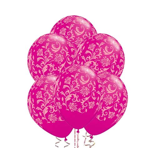 Buy Damask Pink Latex Balloons 6 Pack Mydeal