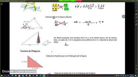 Teorema De Thales Y Teorema De Pitagoras Youtube