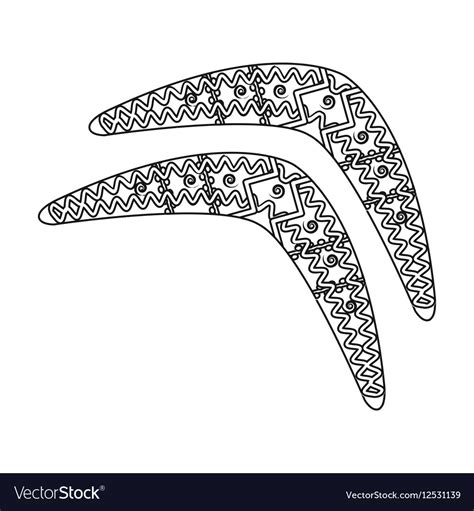 Australian Boomerang Icon In Outline Style Vector Image
