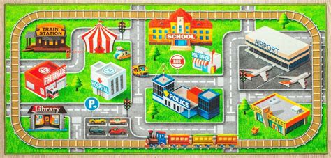 City Map Hd City Street Map Kids Rug Skid Resistant Rubber Backing