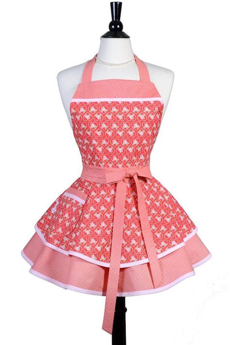 Pink Hearts Of Love Sexy Ruffled Retro Pinup Apron Etsy Retro Apron Cute Aprons Pinup Apron