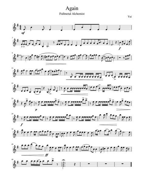 Fullmetal Alchemist Opening 1 Song - Again (Fullmetal Alchemist Opening 1) Sheet music for Violin | Download