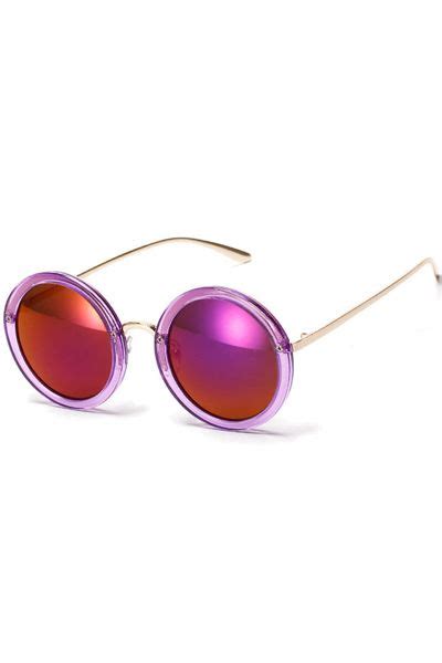 Purple Round Frame Tinted Lenses Aviator Sunglasses Sunglasses Aviator Sunglasses Purple
