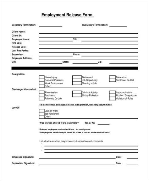 This request allows the employer to know that you have a legitimate reason for requesting the information—you are considering renting to this. FREE 10+ Sample Employment Release Forms in PDF | MS Word