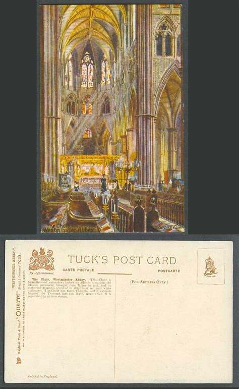 London Old Tucks Postcard Choir Westminster Abbey Reredos By Charles