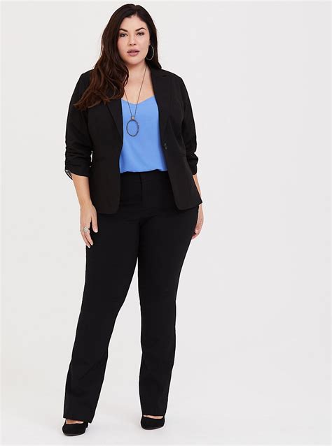 city twill classic fit blazer job interview outfits for women plus size business attire