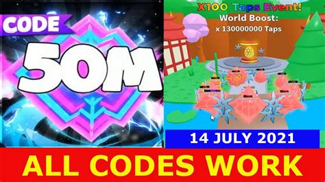 All Codes Work 50m New 1 Codes Tapping Mania Roblox 14 July