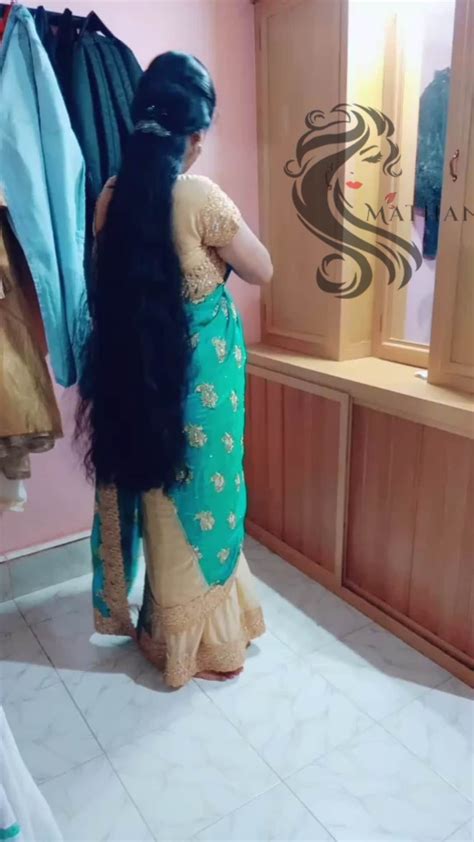 pin on long hair with saree