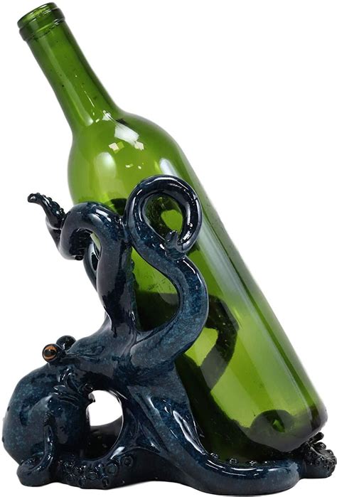 Ebros Nautical Coastal Ocean Blue Octopus Wine Holder 8wide Cephalopod