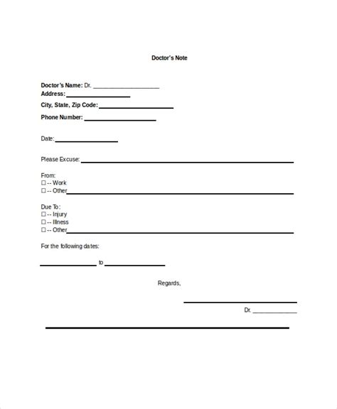 Editable Doctors Note Template
