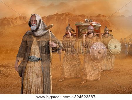 Biblical Moses Leads The Isrealites Through The Desert Sinai During The Exodus In The