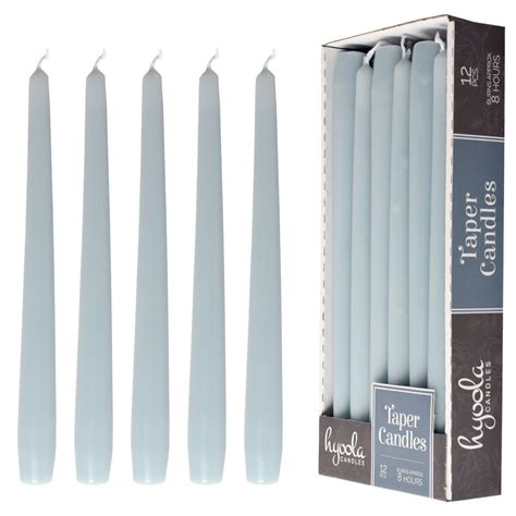 Hyoola 10 Inch Unscented Ice Blue Dripless Taper Candles 8 Hour Burn 12