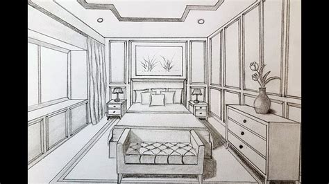 How To Draw A Bedroom In 1 Point Perspective Perspective Drawing One