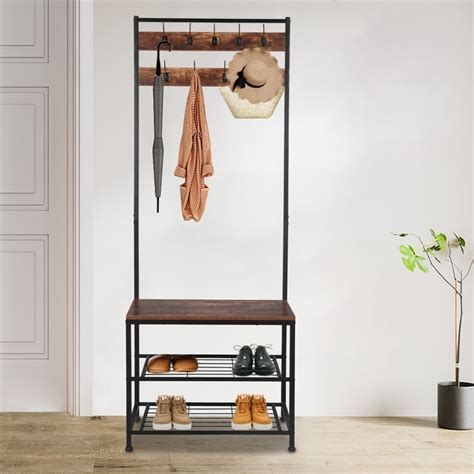 Shop Industrial Style Coat Rack Hall Tree Entryway Shoe Bench Accent