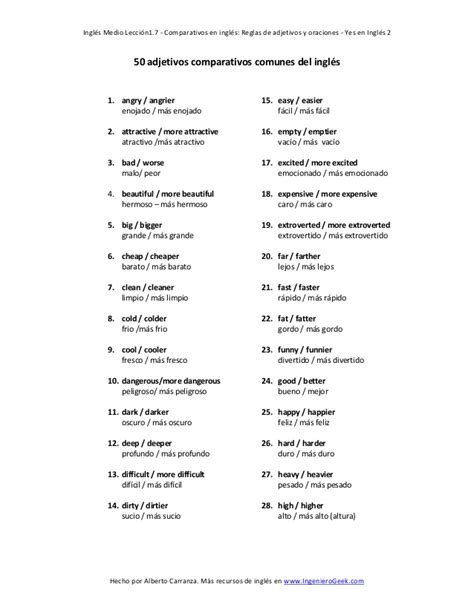 I, you, we, they) o does (para los pronombres: 1.7 lista comparativos en ingles reglas de adjetivos y ...