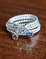 Silver Stackable Birthstone Rings Pictures