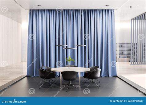 Modern Meeting Room Interior With Curtains Corporate Concept Stock
