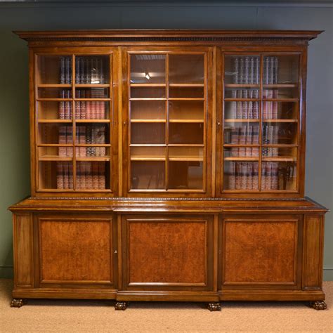 Stunning Large Edwardian Figured Walnut Antique Library Bookcase