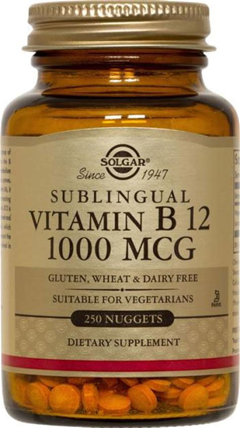 It supports energy metabolism and promotes a healthy nervous system.* supplement facts. Solgar Sublingual Vitamin B12 1000 mcg 250 Nuggets