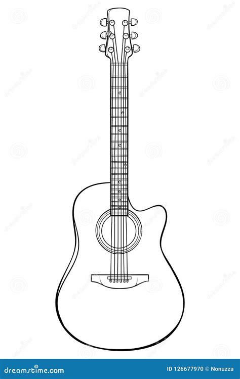 Adult Coloring Bookpage A Cute Guitar For Relaxing Stock Vector