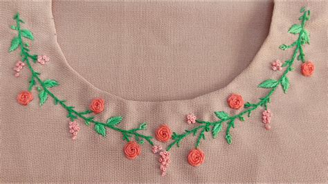 Hand Embroidery Neckline Embroidery For Beginners Border Embroidery