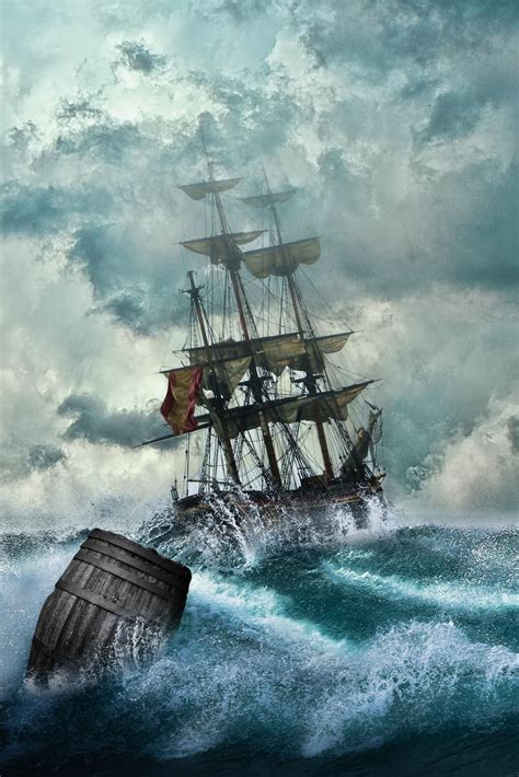 Ship In Sea Storm As An Illustration Free Image Download